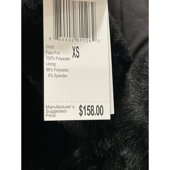 $158 Black Faux Fur Oversized Jacket Size XS By Philosophy NWT - Picture 2 of 4
